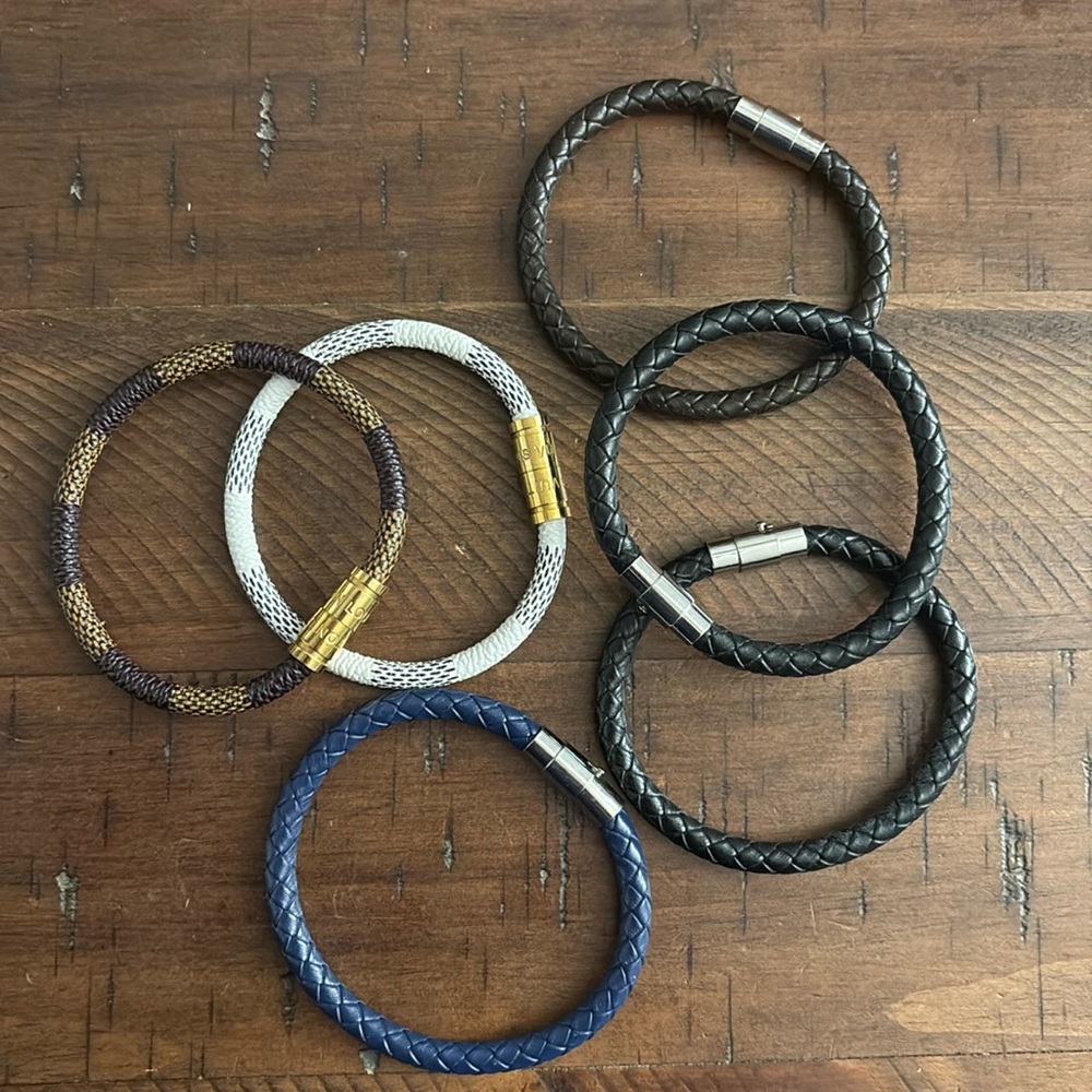 Lot of 6 Leather Magnetic Bracelets